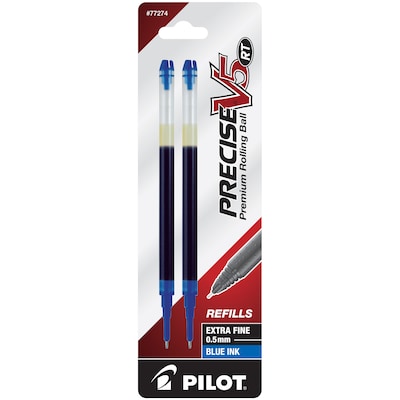 Pilot Precise V5 RT Rollerball Pen Refill, Extra Fine Tip, Blue Ink, 2/Pack (77274)