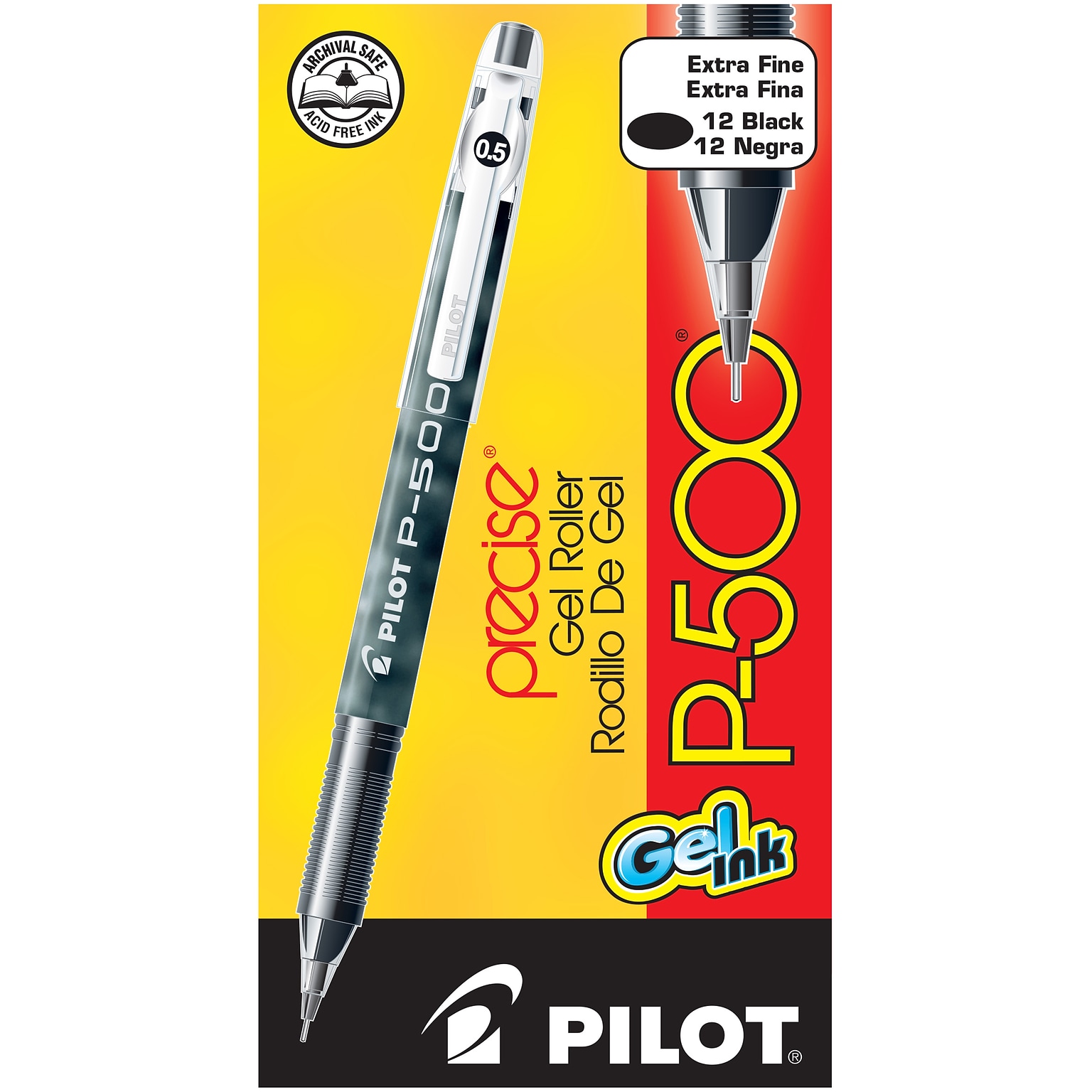 Pilot Precise P-500 Gel Pens, Extra Fine Point, Black Ink, Dozen (38600) |  Quill.com