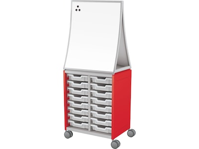 MooreCo Hierarchy Compass Midi H2 16-Section Storage Cabinet, 71.13"H x 28.38"W x 19.13"D, Red Metal (B2A1C1A1B0)