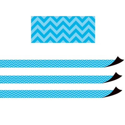 Teacher Created Resources Magnetic Borders, Aqua Chevron, 1.5" x 24', 3 Packs (TCR77125-3)