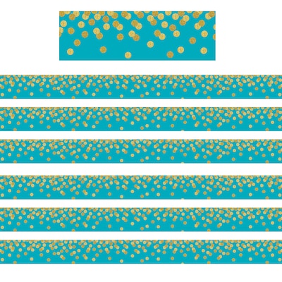 Teacher Created Resources Teal Confetti Straight Border Trim, 35 Feet Per Pack, 6 Packs (TCR8869-6)