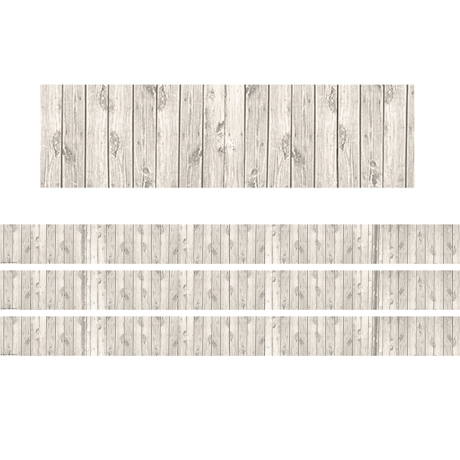 Teacher Created Resources Rolled Straight Border, 3 x 150, White Wood Design (TCR8949-3)