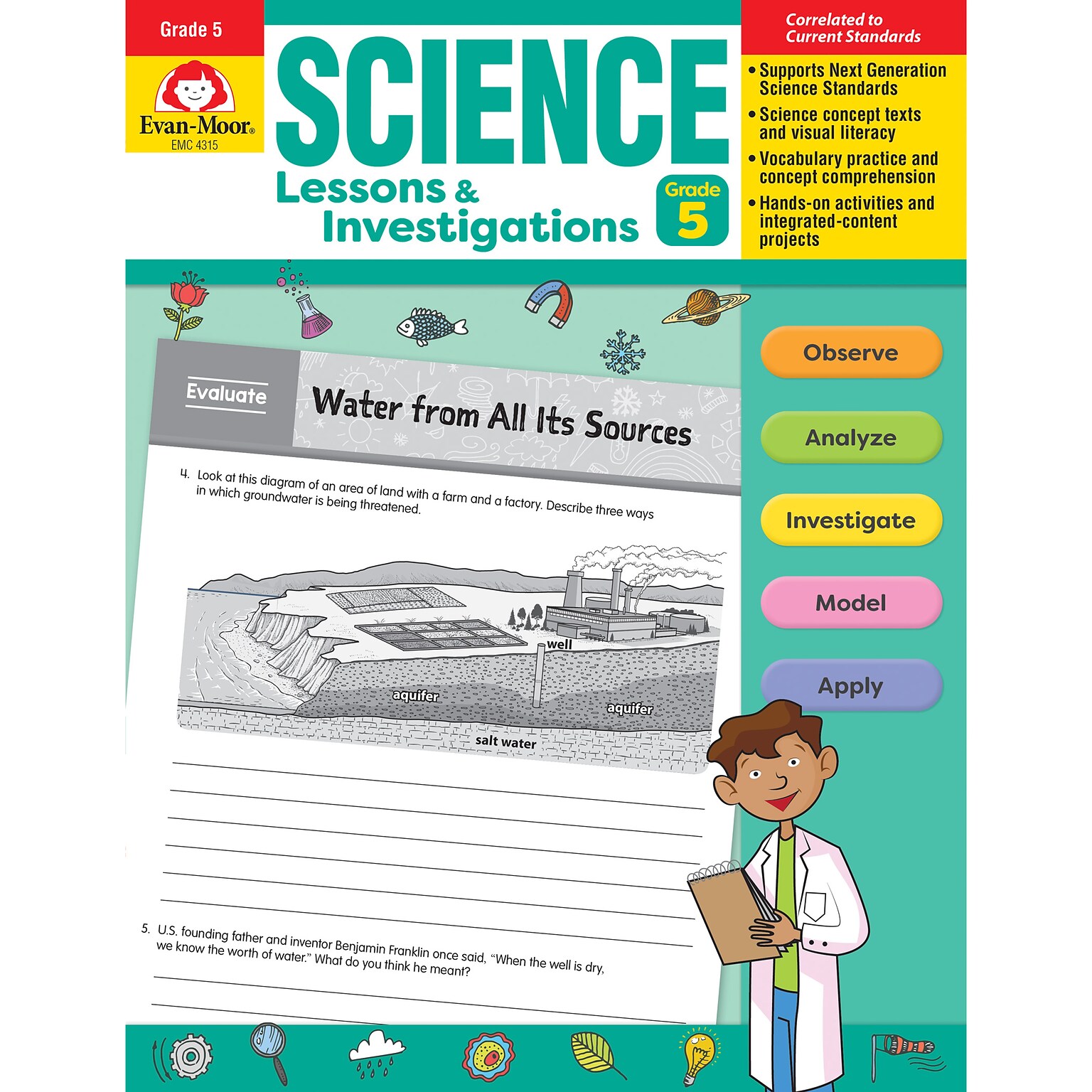 Evan-Moor Educational Publishers Science Lessons and Investigations for Grade 5