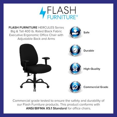 Flash Furniture HERCULES Series Ergonomic Fabric Swivel Big & Tall Executive Office Chair, Black (WL715MGBKA)