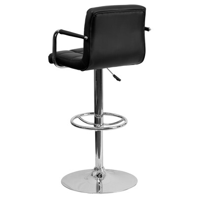 Flash Furniture Contemporary Vinyl Barstool with Back, Adjustable Height, Black (CH102029BK)