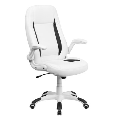 Flash Furniture High-Back LeatherSoft Executive Chair, Flip Up Arms, White  | Quill.com