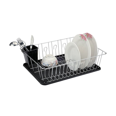 Honey Can Do Chrome With Black Tray Wire Dish Drying Rack