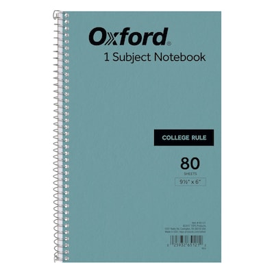 Oxford 1-Subject Notebooks, 6" x 9.5", College Ruled, 80 Sheets, Blue (65121)