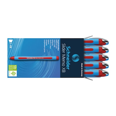 Schneider Slider Memo XB, Ballpoint Pen, Red, 10/Box (150202)