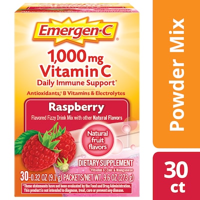 Emergen-C Drink Mix, Raspberry, 30/Box (130201)