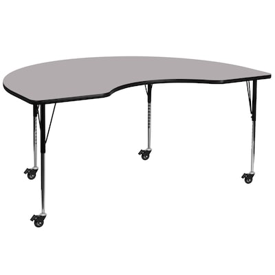 Flash Furniture Wren Kidney Mobile Activity Table, 48 x 72, Height Adjustable, Gray (XUA4872KIDGYT