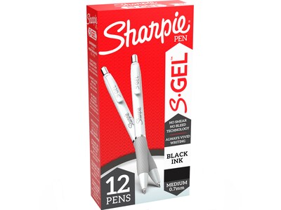 Sharpie S-Gel Retractable Gel Pen, Medium Point, Black Ink, Dozen (2126236)