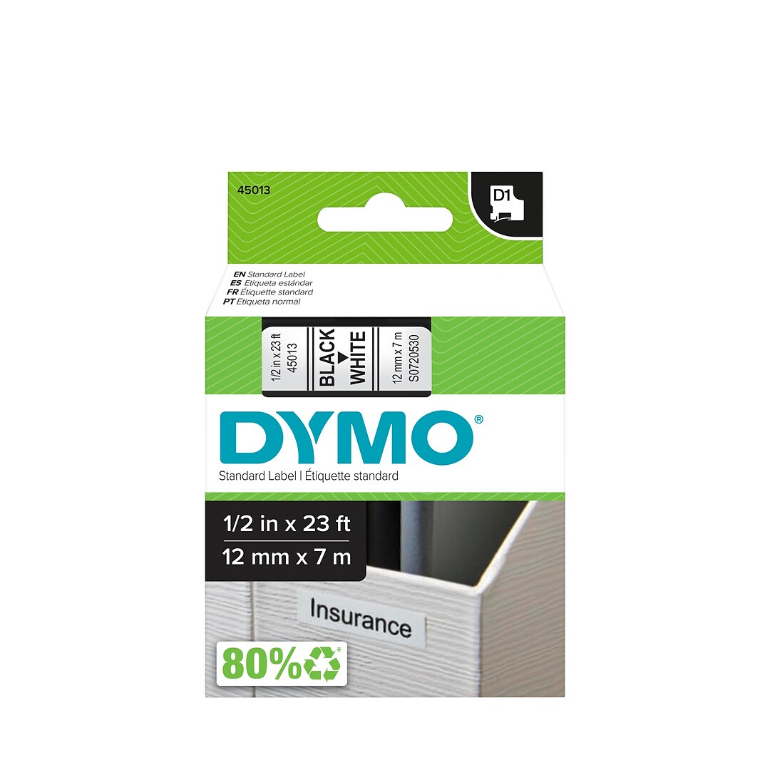 DYMO D1 Standard Label Maker Tape, Black On White | Quill.com