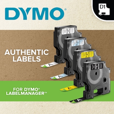 DYMO D1 Standard 1761554 Label Maker Tape, 3/8" x 23', Black on White ( 1761554) | Quill.com