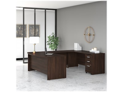 Bush Business Furniture Studio C 72"W U Shaped Desk with Mobile File Cabinet, Black Walnut (STC004BWSU)