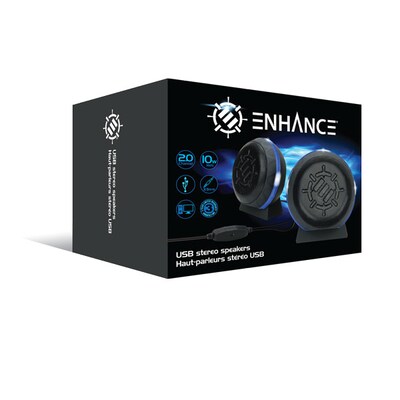 ENHANCE SL2 ENPCSL2100BLEW Gaming LED Computer Speakers, USB Powered & 3.5mm AUX, Blue