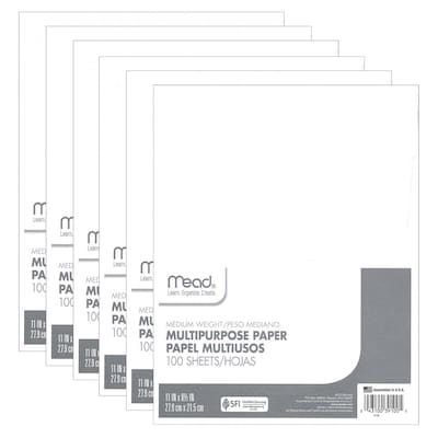 Mead Computer Paper, 8.5" x 11", White, 100 Sheets/Pack, 6 Packs (MEA39100-6)