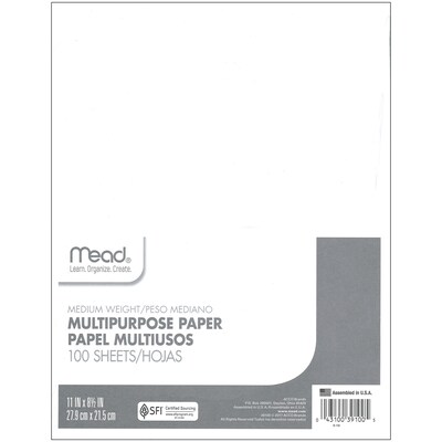 Mead Computer Paper, 8.5" x 11", White, 100 Sheets/Pack, 6 Packs (MEA39100-6)