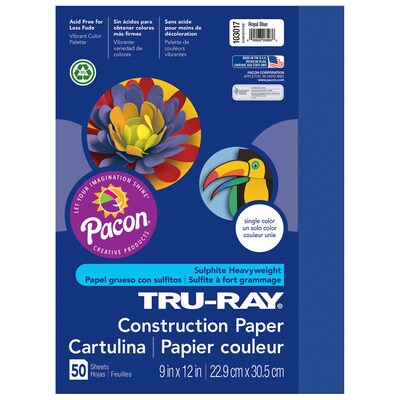 Pacon Tru-Ray 9" x 12" Construction Paper, Royal Blue, 50 Sheets/Pack, 5 Packs (PAC103017-5)