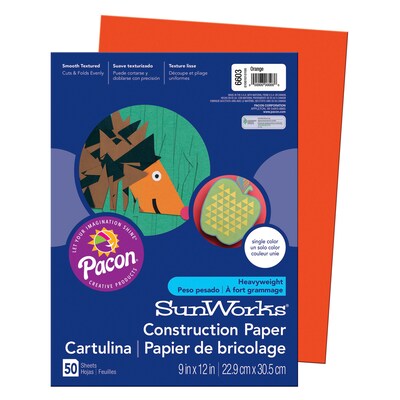 Prang® Construction Paper, Orange, 9" x 12", 50 Sheets Per Pack, 10 Packs (PAC6603-10)