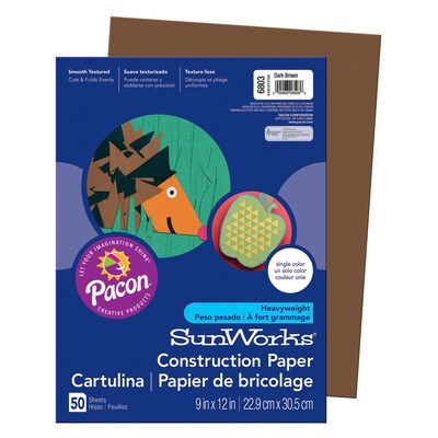 Prang® Construction Paper, Dark Brown, 9 x 12, 50 Sheets Per Pack, 10 Packs (PAC6803-10)