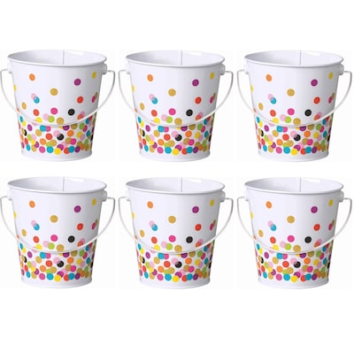 Teacher Created Resources Metal Bucket, White/Multicolor, 6/Bundle (TCR20972-6)