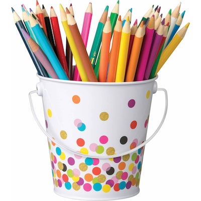 Teacher Created Resources Metal Bucket, White/Multicolor, 6/Bundle (TCR20972-6)