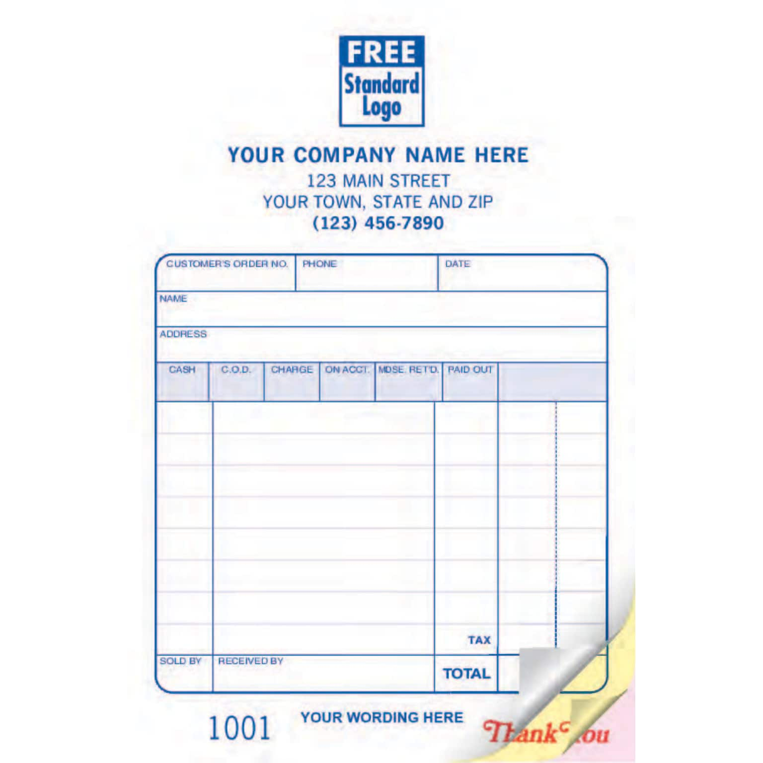 Custom Register Form, Classic Design, Small Format, Your Custom Wording, 2 Parts, 1 Color Printing, 4 x 6, 500/Pack