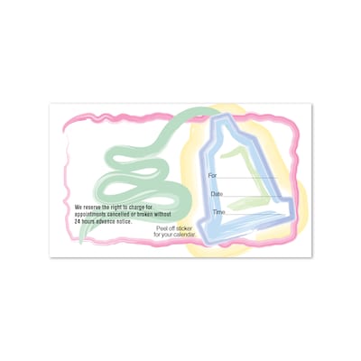 Custom Full Color Dental Sticker Appt. Cards, Right Toothpaste, Flat Print, Horizontal, 1-Sided