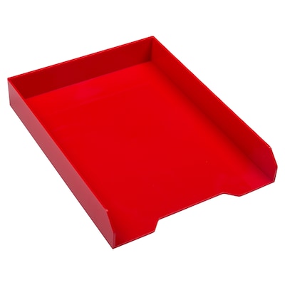 JAM Paper Stackable Front Loading Letter Tray, Letter Size, Red Plastic, 2/Pack (344REA)