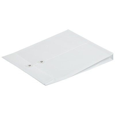 JAM Paper Open End Envelopes with Button & String Tie Closure, 9 3/4" x 11 3/4", White, 12/Pack (118B1WH)