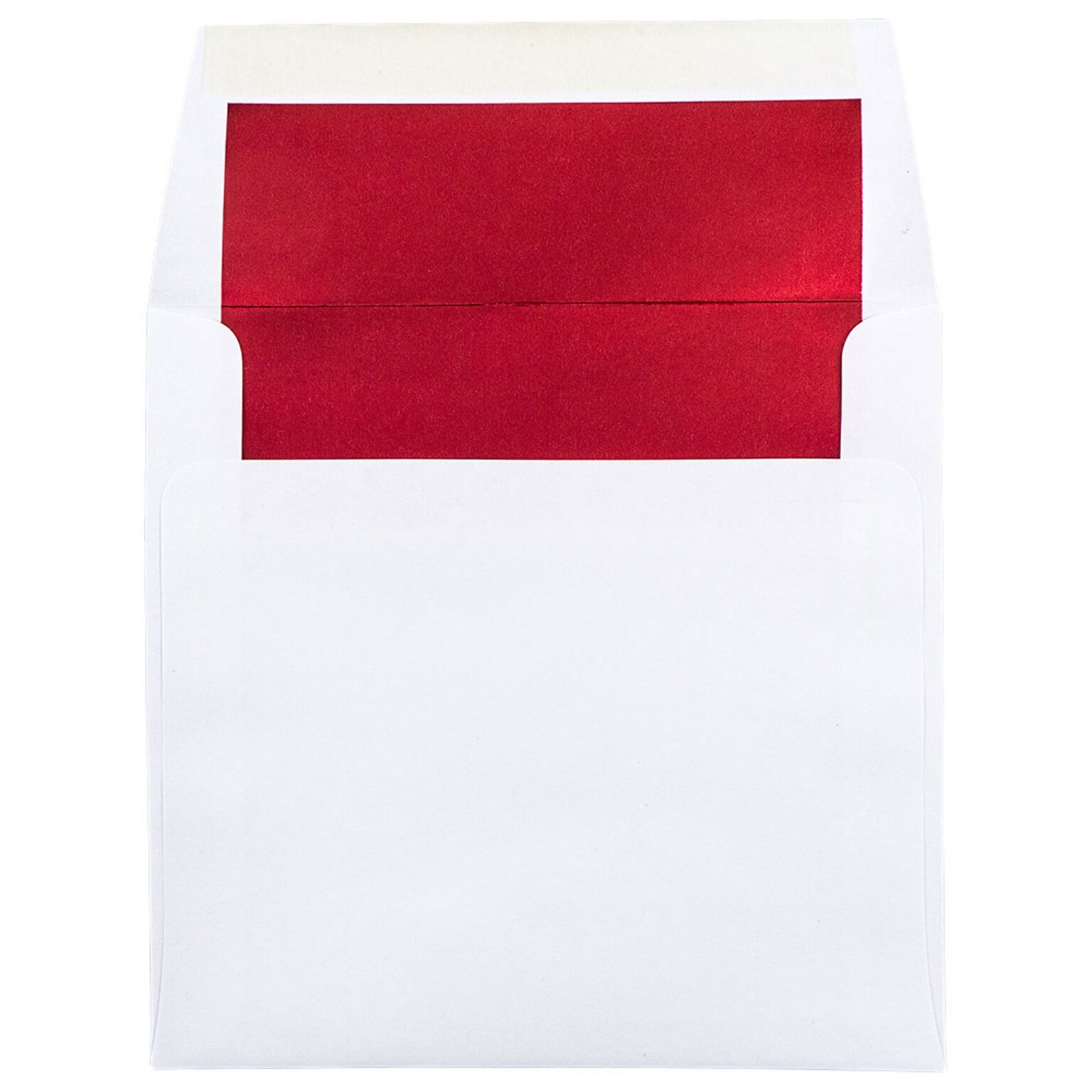 JAM Paper Square Foil Lined Invitation Envelopes, 8.5 x 8.5, White/Red Foil, 50/Pack (3244693I)