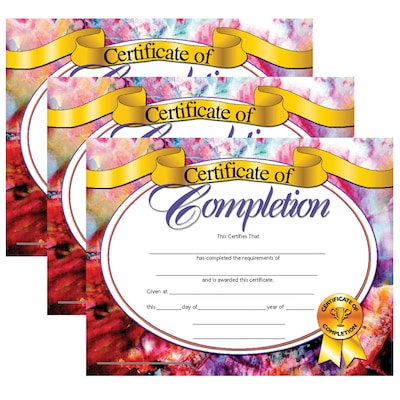 Hayes Publishing Certificate of Completion, 8.5 x 11, 30 Per Pack, 3 Packs (H-VA624-3)