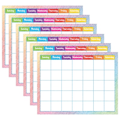 Teacher Created Resources Colorful Scribble Calendar Chart, 6/Pack (TCR7525-6)