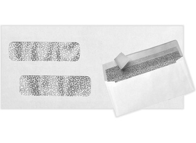 LUX Double Window Invoice Envelopes (4 1/8 x 9 1/8) 50/Pack, White w/ Peel & Seel® (INVDW-50)