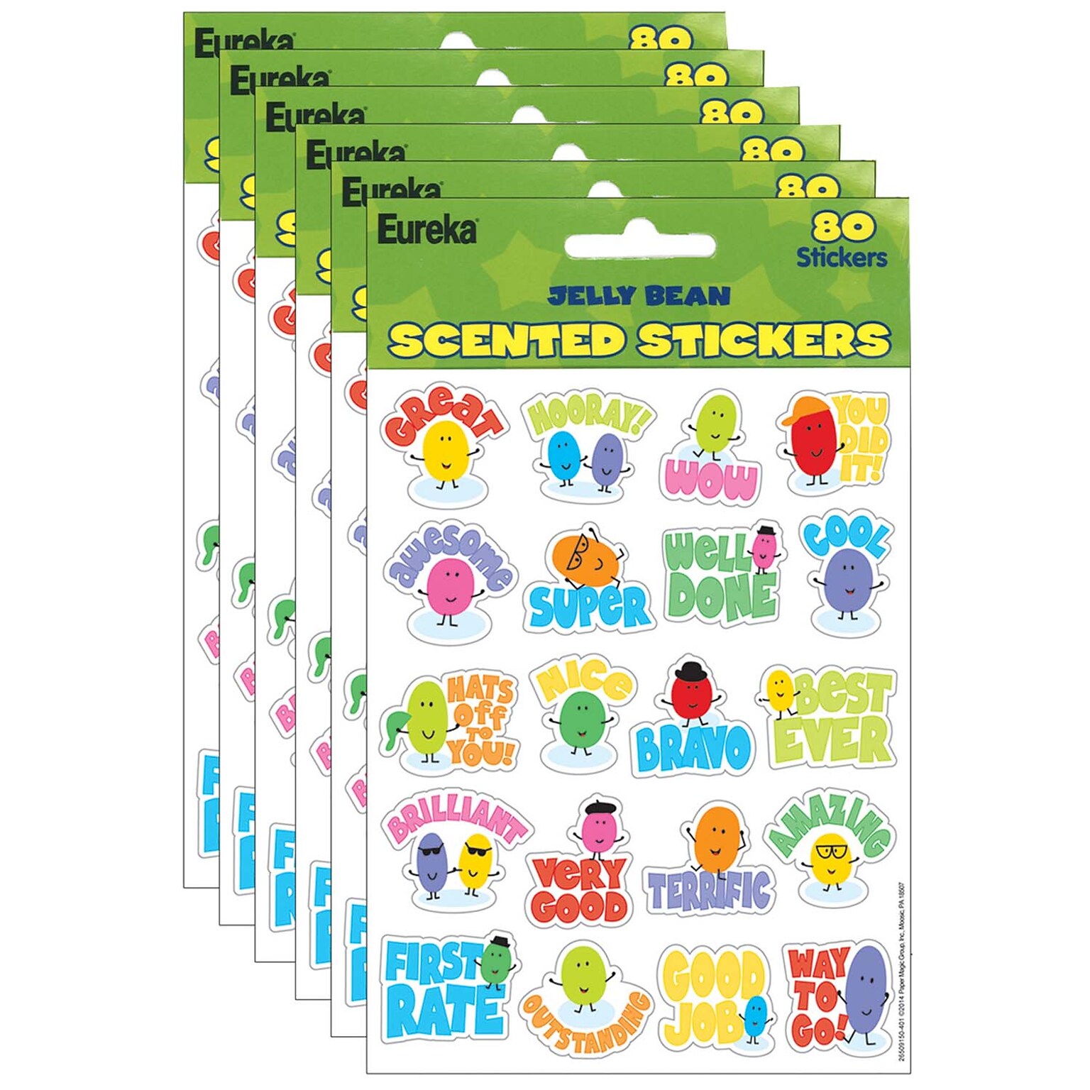 Eureka Jelly Beans Scented Stickers, 80 Per Pack, 6 Packs (EU-650915-6)