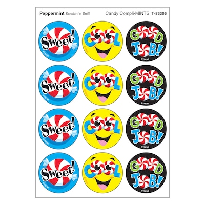 Trend Enterprises Peppermint Stinky Stickers Candy Compli-MINTS, 48/Pack, 6 Packs (T-83305-6)