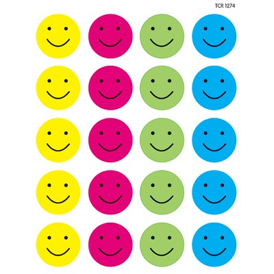 Teacher Created Resources Happy Faces Stickers, 120 Per Pack, 12 Packs (TCR1274-12)