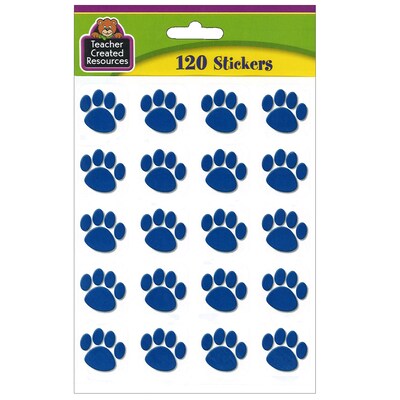 Teacher Created Resources® 1" Square Blue Paw Prints Stickers, 120/Pack, 12 Packs (TCR5747-12)
