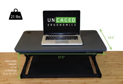 Uncaged Ergonomics CHANGEdesk 3"-14" Metal Adjustable Desk Riser, Black (CDMM-B)