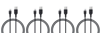 Micro USB Charging Cable 6ft, Quick Charge and High Speed Data Sync For Android, Samsung, HTC, Motorola, Nokia and More - 4 Pack