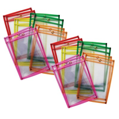 Pacon Dry Erase Pockets, 6 x 9, Assorted Colors, 10 Per Pack, 2 Packs (PACAC9893-2)