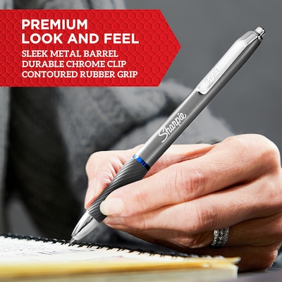 Sharpie S-Gel Retractable Crimson Metal Barrel Gel Pen, Medium Point, Black Ink, 4/Pack (2154604)
