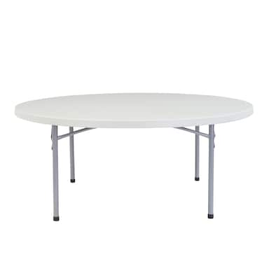 NPS® 71 Plastic Lightweight Blow Molded Round Folding Table, Speckled Gray