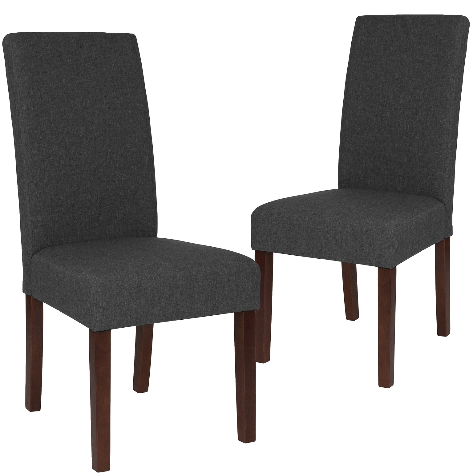 Flash Furniture Greenwich Series Mid-Century Modern Fabric Parsons Dining Chair, Gray, 2/Pack (2QYA379061GY)