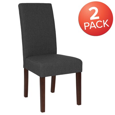 Flash Furniture Greenwich Series Mid-Century Modern Fabric Parsons Dining Chair, Gray, 2/Pack (2QYA379061GY)