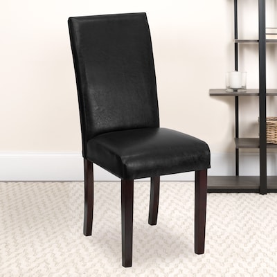 Flash Furniture Contemporary LeatherSoft Parsons Dining Chair, Black, 2/Pack (2BT350BKLEA023)