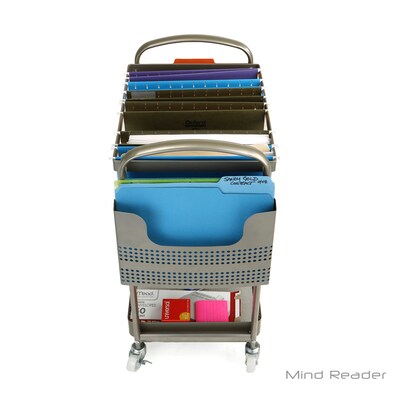 Mind Reader Elevate Collection Heavy Duty Mobile File Cart with Swivel  Wheels, Silver (MFILEC-SIL) | Quill.com