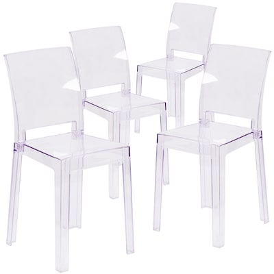 4  Pack. Ghost Chair with Square Back (4OWSQUAREBACK18)