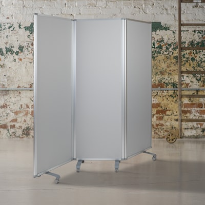 Flash Furniture Double Sided Mobile Magnetic Whiteboard/Cloth Partition with Lockable Casters, 72H